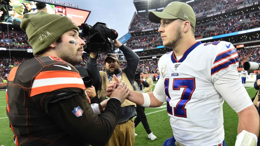 Panthers' Baker Mayfield goes viral for headbutting teammates without  helmet after victory over Falcons