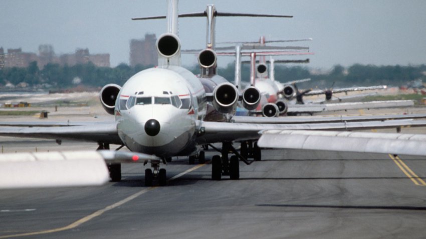 Aircrafts Waiting in Line for Take Off