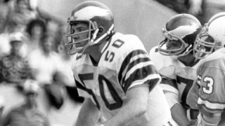 Guy Morriss in Eagles uniform in black and white photo