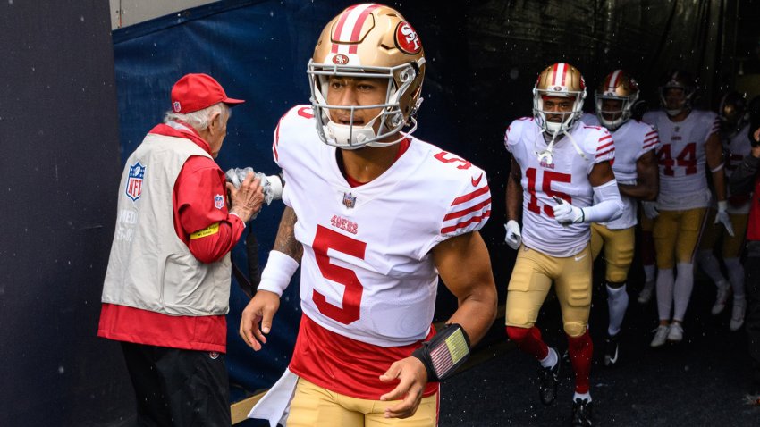 49ers QB Trey Lance taken off on cart with ankle injury