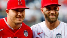 Harper gets World Series moment while Trout's wait continues