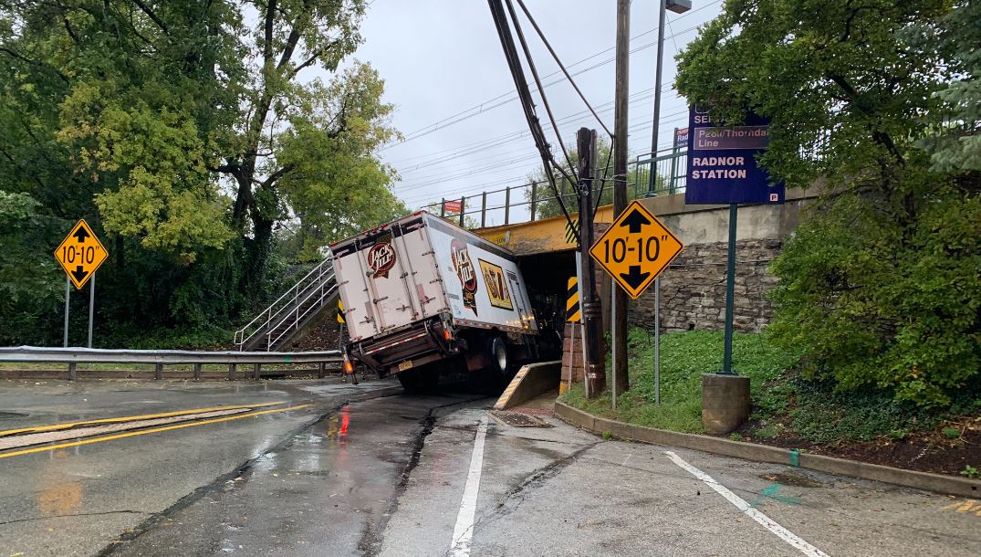 Truck Gets Wedged Under Rail Bridge Near Schools In Radnor Township ...