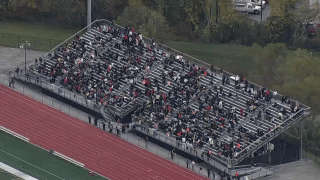 Students and staff evacuated from Coatesville Area Senior High School were relocated to the football stadium on Monday afternoon.