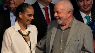 Brazil's President-elect Luiz Inacio Lula da Silva and newly-named Environment Minister Marina Silva