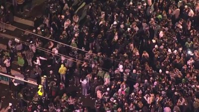 Fans celebrate as the Philadelphia Eagles are Super Bowl bound