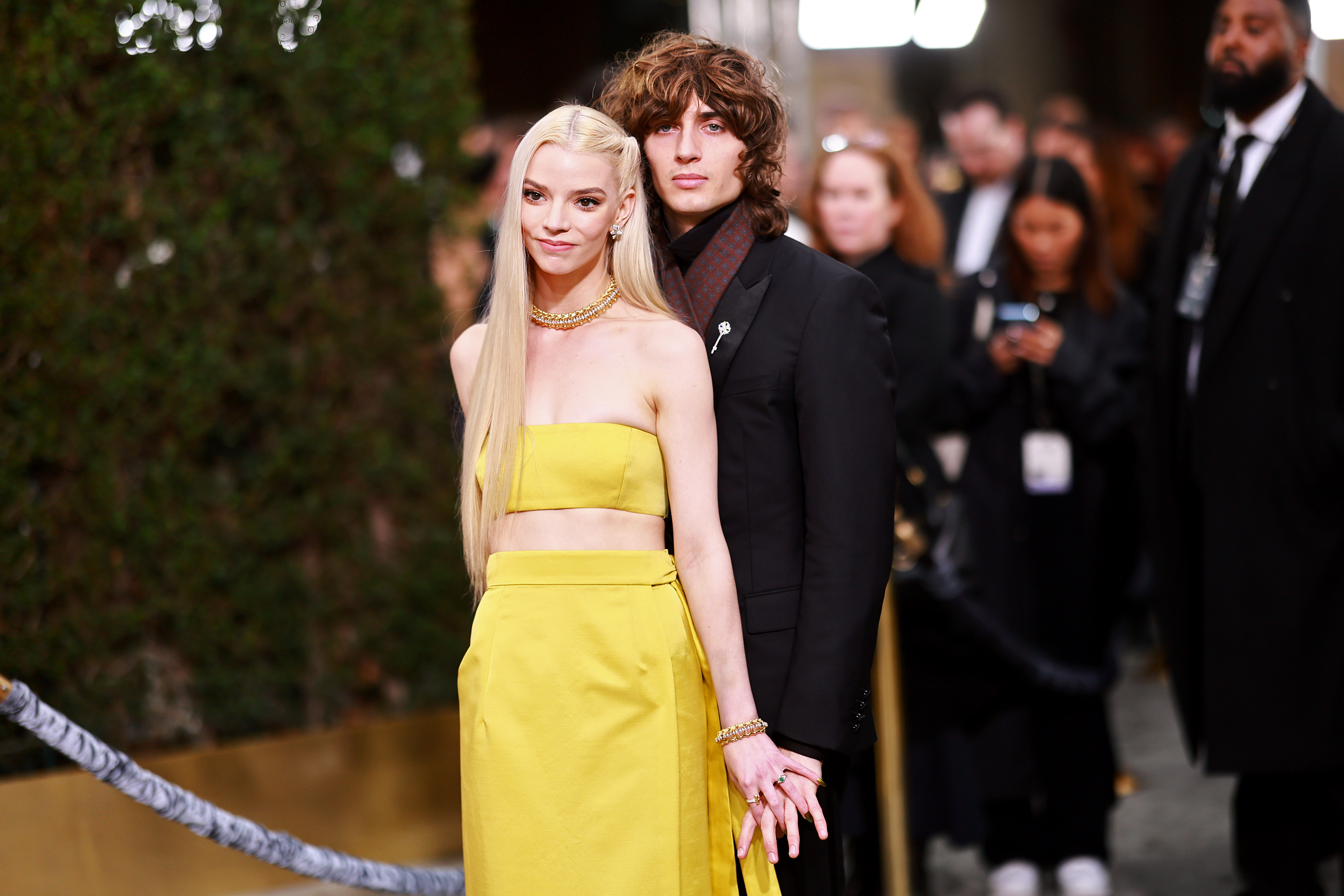 (L-R) Anya Taylor-Joy and Malcolm McRae attend the 80th Annual Golden Globe Awards at The Beverly Hilton on Jan. 10, 2023, in Beverly Hills, California.