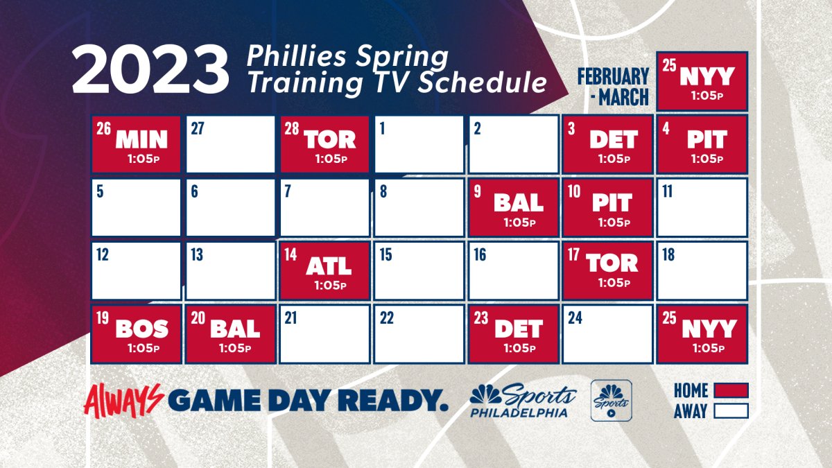 Phillies 2023 Spring Training TV Schedule: How to Watch, Times, More – NBC10 Philadelphia