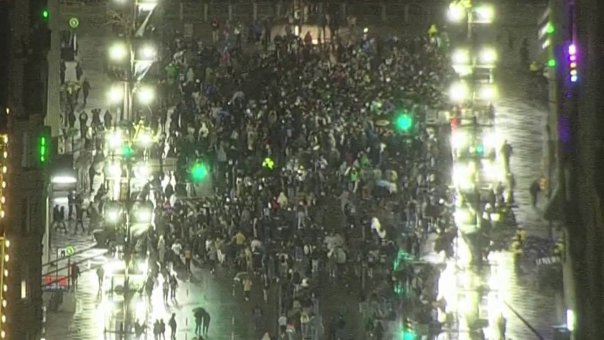 Eagles fans party in the streets after team's NFC Championship win