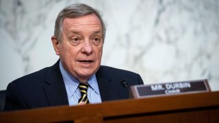 Senate Judiciary Committee chairman Sen. Dick Durbin (D-IL) speaks during Attorney General nominee Merrick Garland’s confirmation hearing before the Senate Judiciary Committee, Washington, DC, February 22, 2021.