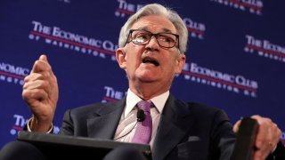 U.S. Federal Reserve Chair Jerome Powell responds to a question from David Rubenstein (not pictured) during an on-stage discussion at a meeting of The Economic Club of Washington, at the Renaissance Hotel in Washington, D.C., U.S, February 7, 2023. REUTERS/Amanda Andrade-Rhoades