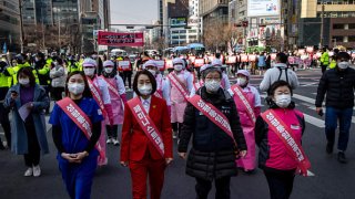 Civil society organizations marked International Women’s Day on March 8, 2022 in Seoul, South Korea.