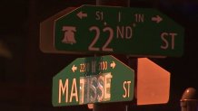Philadelphia street sign says "Mattise."