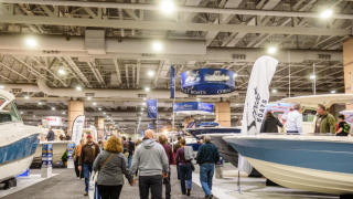 Guests walk around the Atlantic City Boat Show