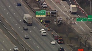 The Bridge Street and Harbison Avenue exit on I-95 Northbound in Philadelphia.