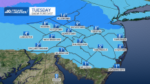 Estimated snow totals shown on map of Philadelphia region.