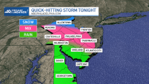 Map shows where rain, snow and a wintry mix are expected from an early Tuesday morning storm.
