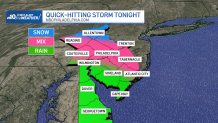 Map shows where rain, snow and a wintry mix are expected from an early Tuesday morning storm.