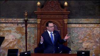 Governor Josh Shapiro delivers his first budget address on March 7, 2023.