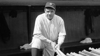 Babe Ruth during the Yankees’ season opener at Yankee Stadium.