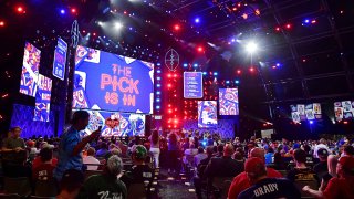 A general view while the Dallas Cowboys make their pick during the first round of the 2022 NFL Draft at the NFL Draft Theater.