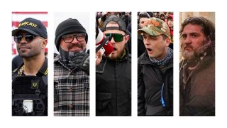 From left: Former Proud Boys leader Enrique Tarrio and members Joseph Biggs, Ethan Nordean, Zachary Rehl and Dominic Pezzola.
