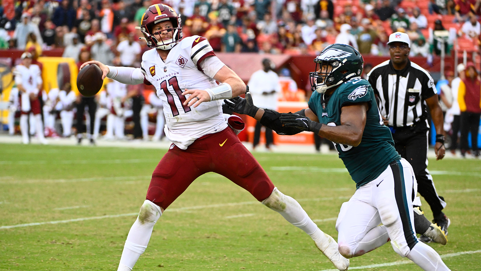 Eagles fans take over Washington's stadium, with many turning 'Wentz'  jerseys into 'Brown'