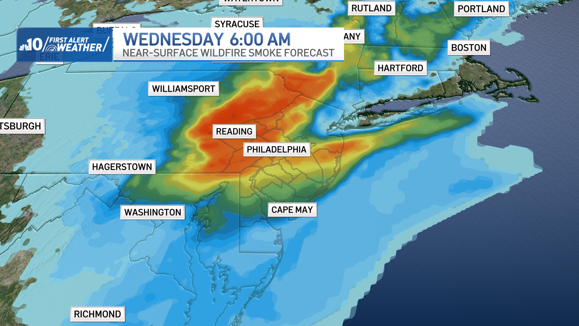 Large Canadian Wildfire Leads to Haze Over Philly and Code Orange Air ...