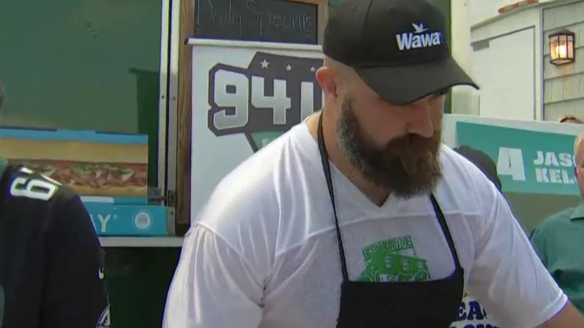 Philadelphia Eagles Jason Kelce hosts celebrity bartending bash at