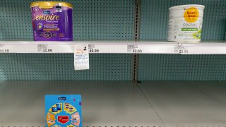 FILE - Baby formula is displayed on the shelves of a grocery store in Carmel, Ind. on May 10, 2022.