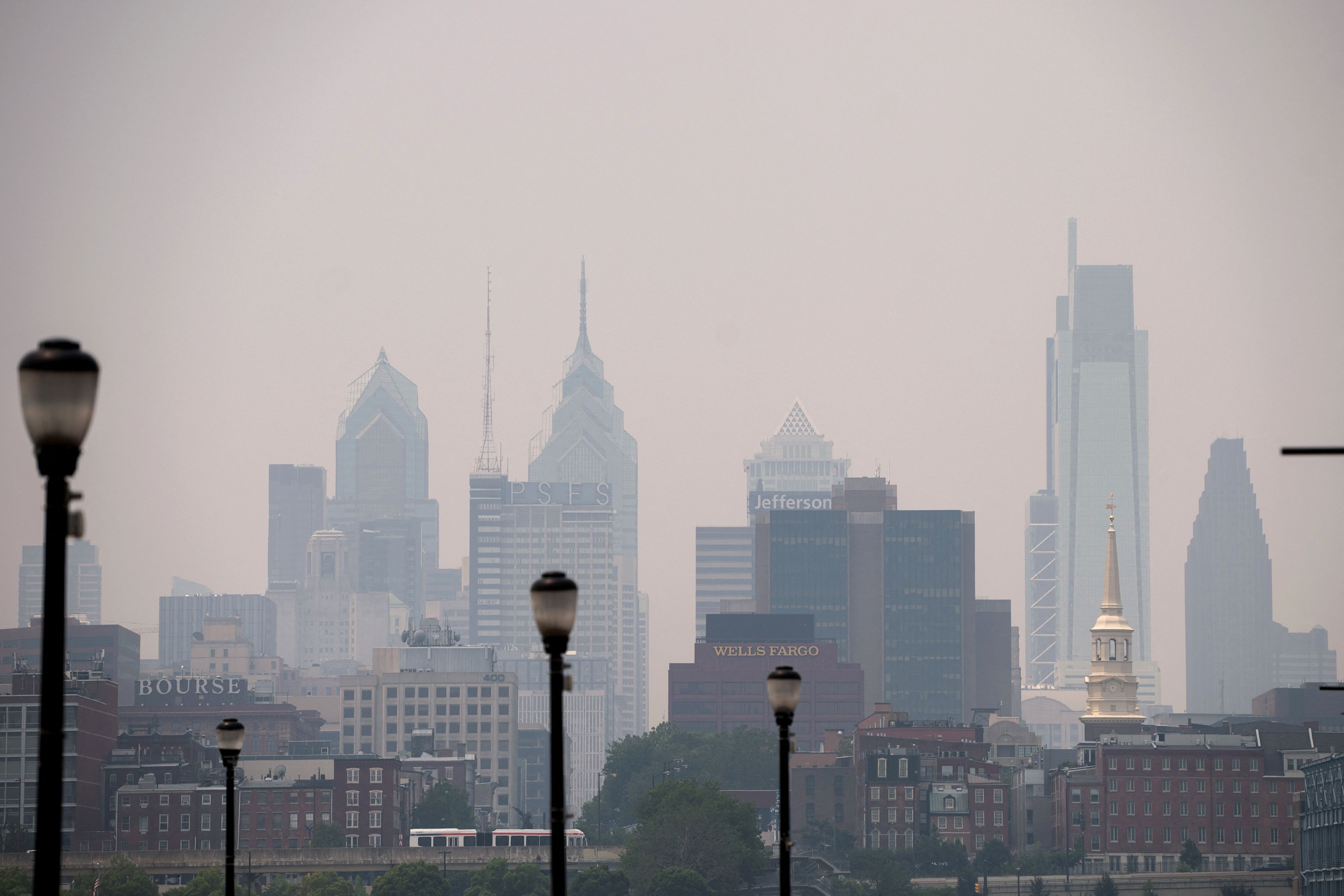 Hazy Philadelphia skyline