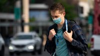 WASHINGTON, DC – JUNE 9: A man wears a face mask during the morning commute due to a code orange air quality alert because of smoke from Canadian wildfires on June 9, 2023 in Washington, DC. Compared to earlier in there week, the air quality is much improved on Friday in the Washington DC region and is forecasted to dissipate this weekend. (Photo by Drew Angerer/Getty Images)