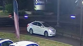 A Hyundai Sonata that police are seeking following a hit-and-run incident in Bensalem.