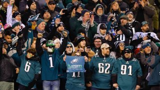 Philadelphia Eagles fans prior to the NFC Divisional playoff game between the Philadelphia Eagles and the New York Giants on January 21, 2023 at Lincoln Financial Field in Philadelphia, Pennsylvania.