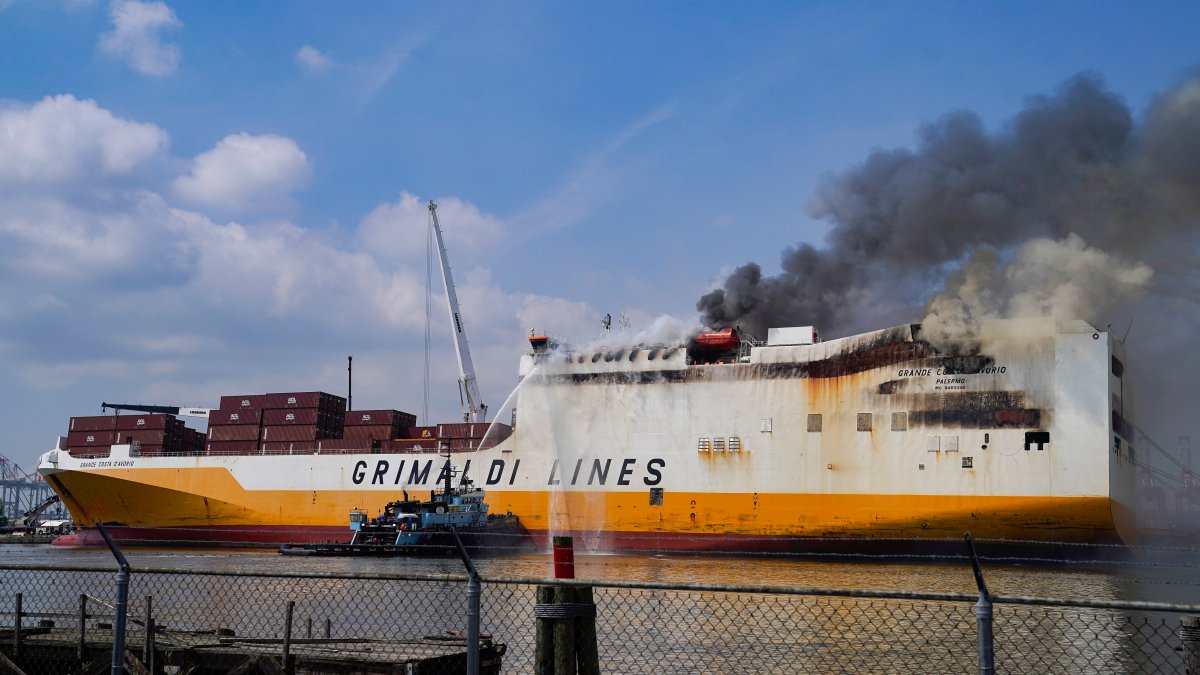 Crews continue to battle cargo ship blaze that killed 2 New Jersey  firefighters – NBC10 Philadelphia