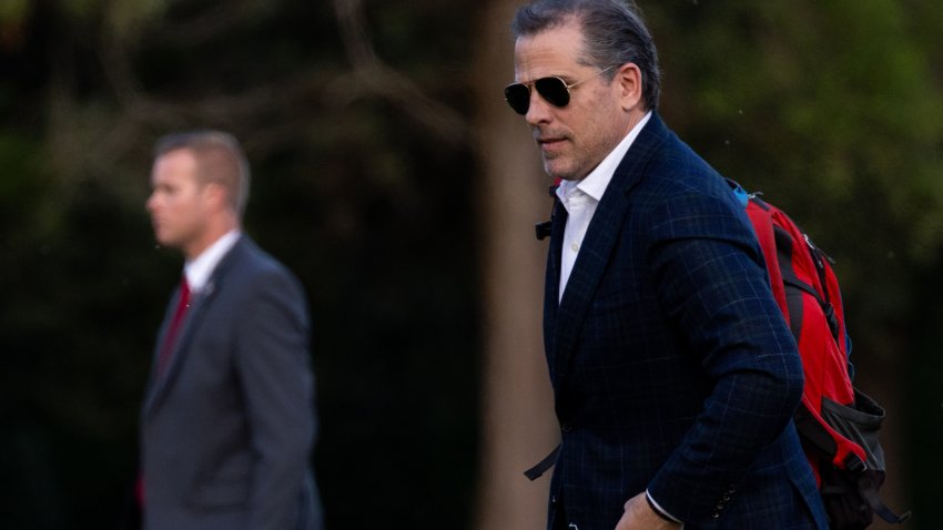 Hunter Biden, son of US President Joe Biden, arrives at Fort Lesley J. McNair in Washington, DC, US, on Sunday, June 25, 2023. President Joe Biden led Republican front-runner Donald Trump in a hypothetical 2024 election rematch in an NBC News poll, though his edge is within the survey’s margin of error.