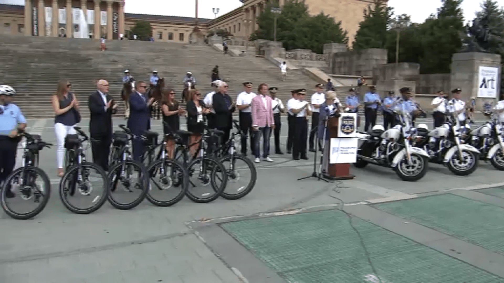 Jason Kelce Rides a Police Bike During Philadelphia Eagles