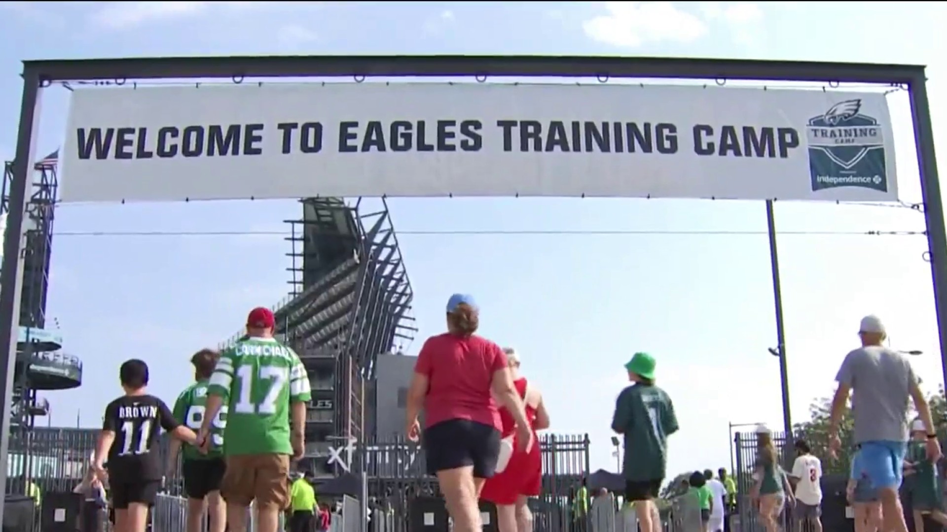 Philadelphia Eagles honor military with jerseys during training