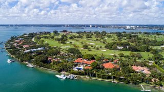 An aerial view of Indian Creek Island, known colloquially as "Billionaire Bunker," in Miami, Florida. Amazon founder Jeff Bezos purportedly bought a $68 million property, next to other ultra wealthy home owners like Tom Brady, Ivanka Trump and Jared Kushner.
