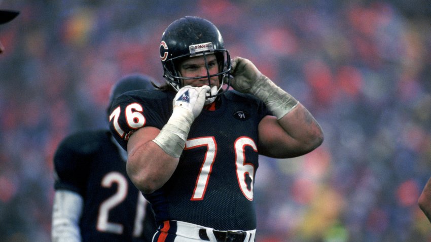CHICAGO – DECEMBER 30:  Steve McMichael #76 of the Chicago Bears removes his helmet during the game against the Kansas City Chiefs on December 30, 1990 in Chicago, Illinois. The Chiefs won 21-10. (Photo by Jonathan Daniel/Getty Images)