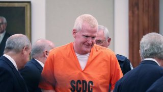 Disbarred attorney Alex Murdaugh arrives in court in Beaufort, S.C. Thursday, Sept. 14, 2023. Murdaugh appeared publicly as a convicted murderer for the first time at the state court hearing regarding the slew of financial crimes allegedly committed by the disbarred South Carolina attorney.