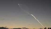 A rocket streaks across the sky in this photo captured by Brian Wilson on Sept. 14, 2023