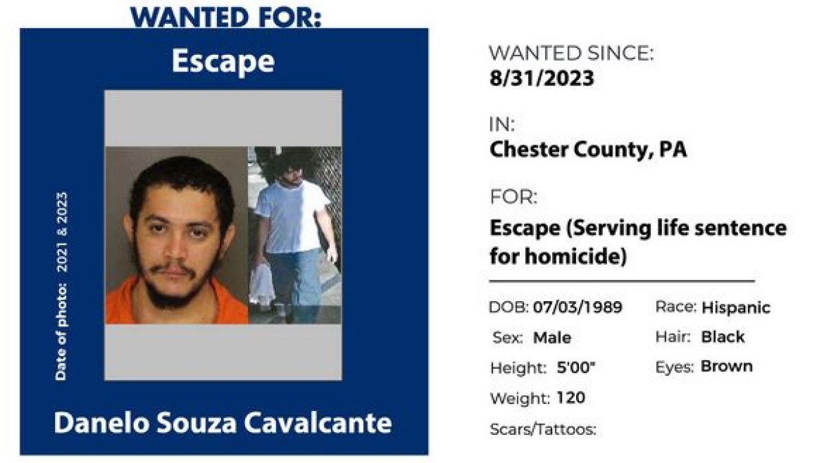 A vehicle leaves the Chester County Correctional Complex as the search  continues for Danelo Cavalcante in Pocopson Township, Pa., on Sunday, Sept.  3, 2023. Cavalcante escaped from the Chester County Prison. Cavalcante