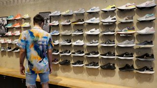 A customer shops at the Nike store in Miami Beach, Florida, on Dec. 21, 2021.