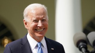 President Joe Biden speaks in the Rose Garden of the White House in Washington, May 13, 2021.