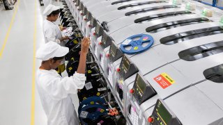 A factory at the mobile phone plant of Rising Stars Mobile India, a unit of Foxconn in Tamil Nadu, India, on July 12, 2019.