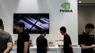 Products at the showroom of the Nvidia Corp. offices in Taipei, Taiwan, June 2, 2023.