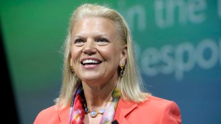 PARIS, FRANCE – MAY 24: IBM President and CEO Virginia Rometty delivers a speech to participants during the Viva Technologie show at Parc des Expositions Porte de Versailles on May 24, 2018 in Paris, France. Viva Technology, the new international event brings together 5,000 startups with top investors, companies to grow businesses and all players in the digital transformation who shape the future of the internet. (Photo by Chesnot/Getty Images)