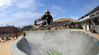 Jagger Eaton competes in the Men’s Skateboard Park Final during the X Games California 2023 on July 22, 2023 in Ventura, California.