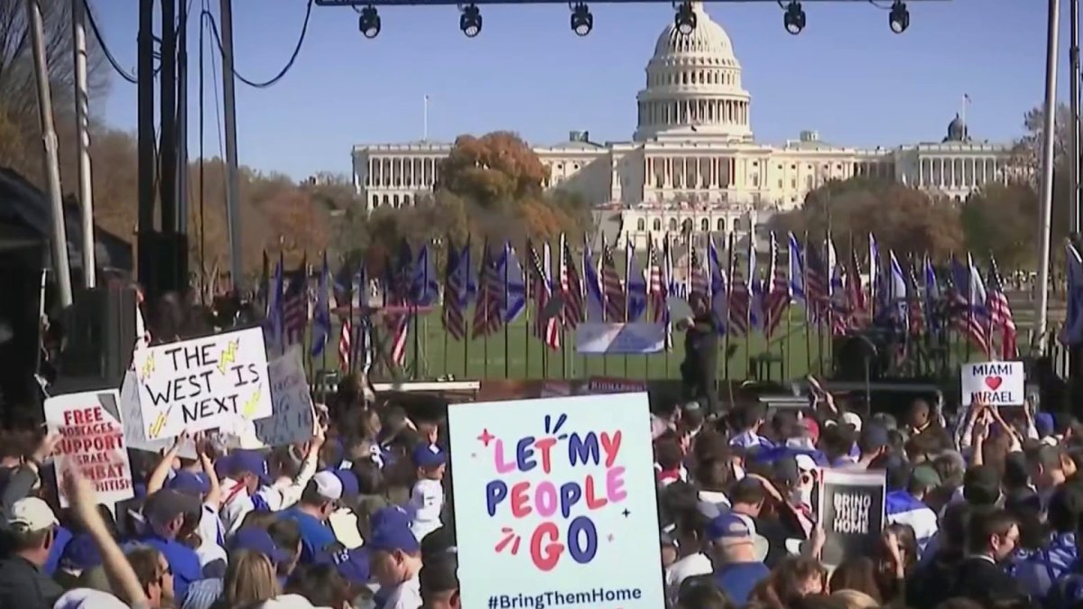 Thousands march for Israel in Washington D.C. calling for the release ...