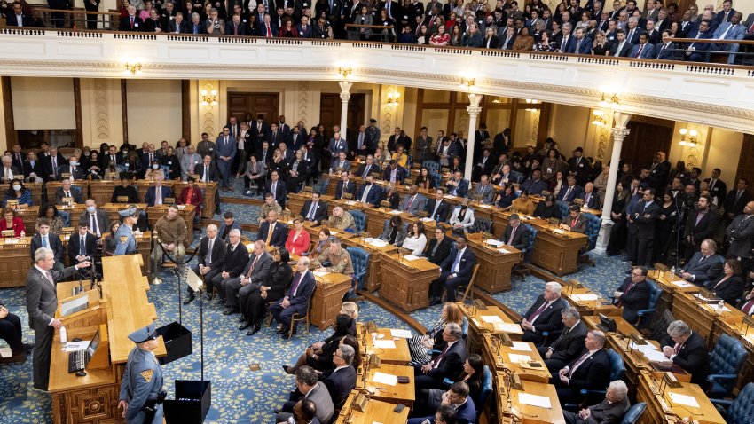 Phil Murphy, governor of New Jersey, speaks during the 2023 State of the State Address at the New Jersey State House in Trenton, New Jersey, US, on Tuesday, Jan. 10, 2023. Murphy proposed expanding the number of liquor licenses in the state and providing shore towns with funding to help upgrade their boardwalks.